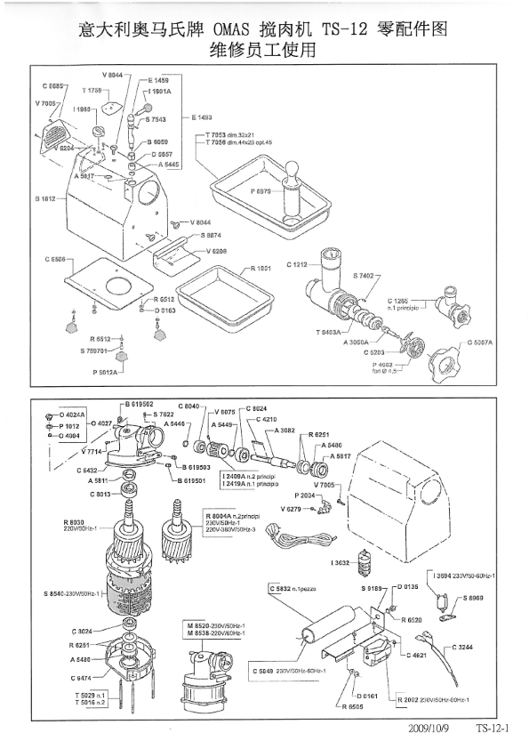 TS-12 绞肉机 分解图