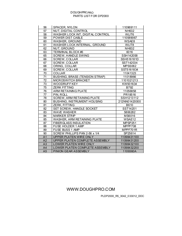 DP2000 使用手册、零件分解图