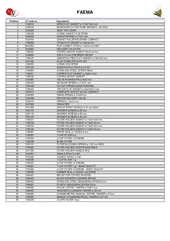 LF (Faema 零件分解图)