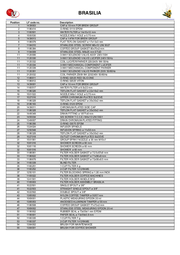 LF (BRASILIA 零件分解图)