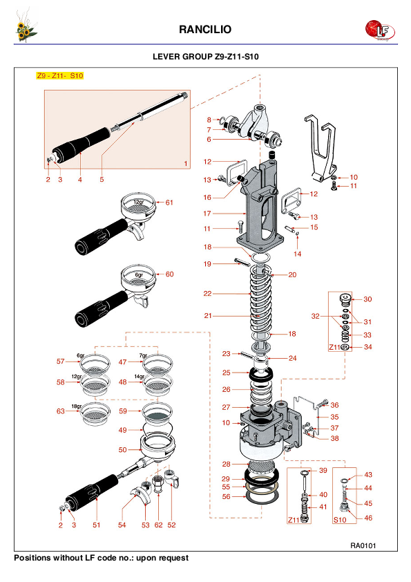 LF (RANCILIO 零件分解图)