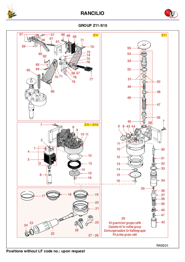 LF (RANCILIO 零件分解图)