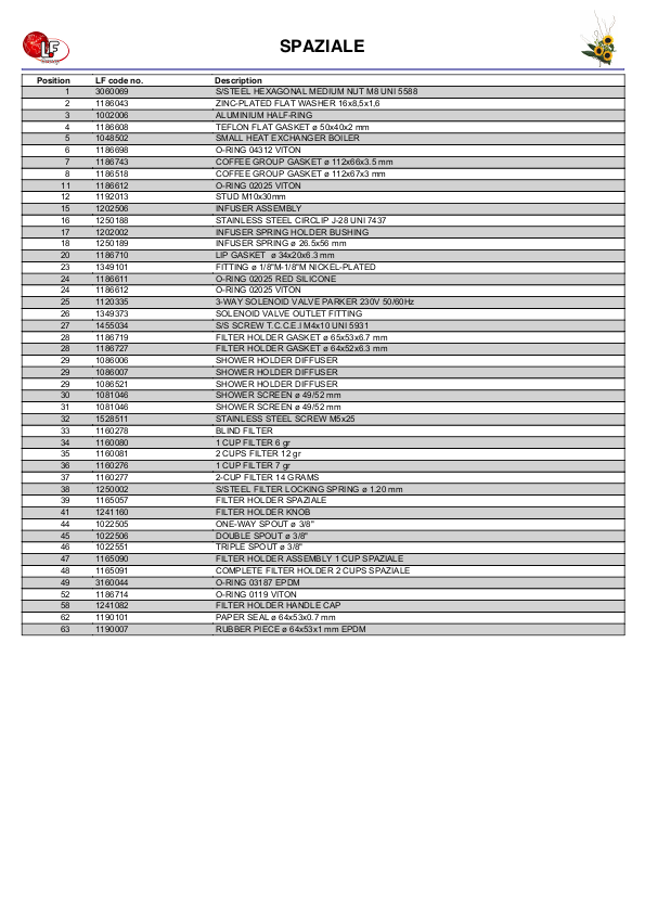 LF (SPAZIALE 零件分解图)