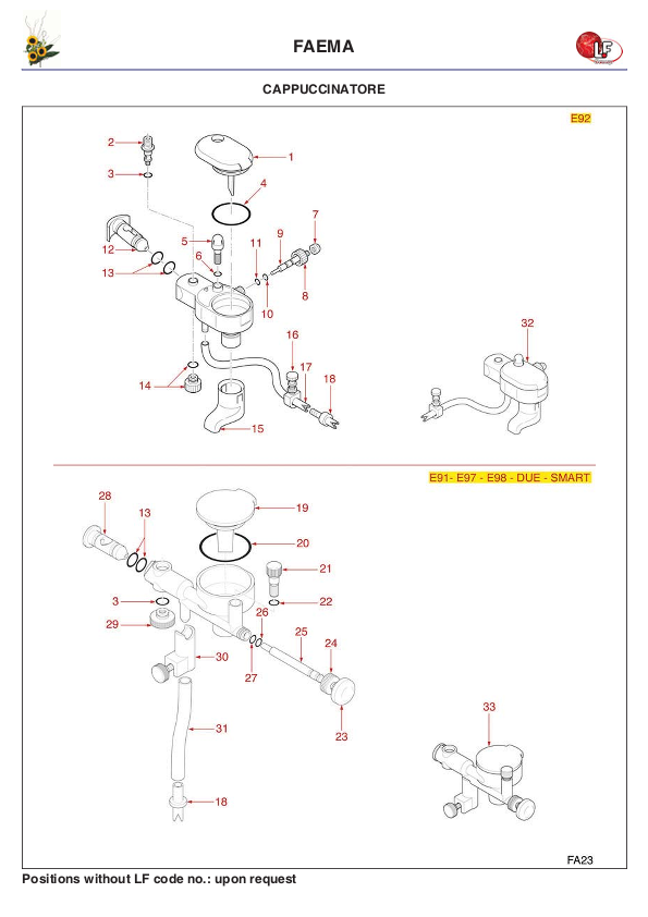 L.F（FAEMA CAPPUCCINA 部件分解图）