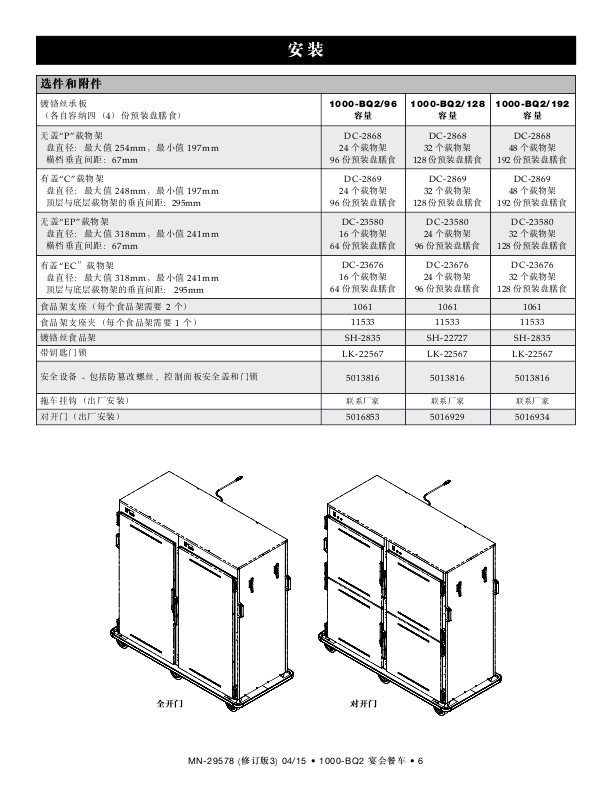 宴会车 中文操作及技术服务手册 (含电路图、零件图)