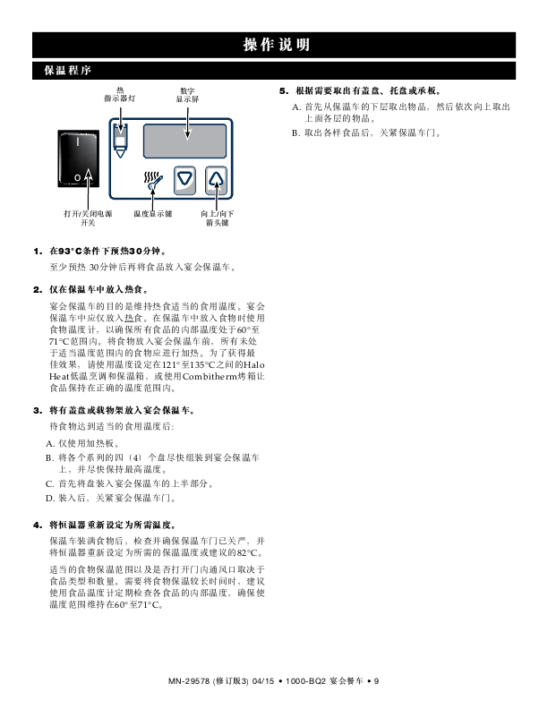 宴会车 中文操作及技术服务手册 (含电路图、零件图)