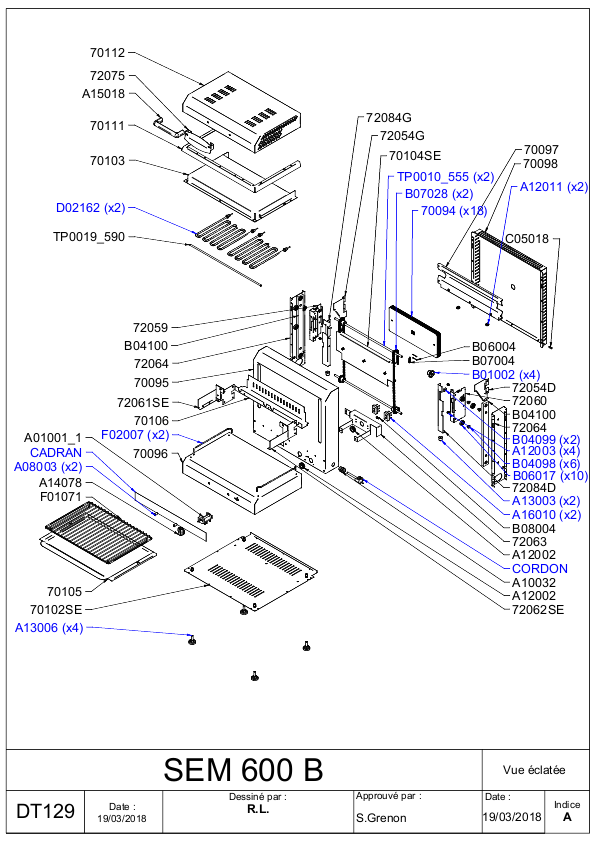 SEM 600 B 技术手册（含零件图、电路图、尺寸图）