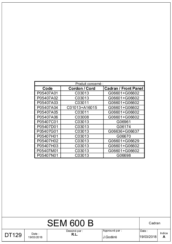 SEM 600 B 技术手册（含零件图、电路图、尺寸图）